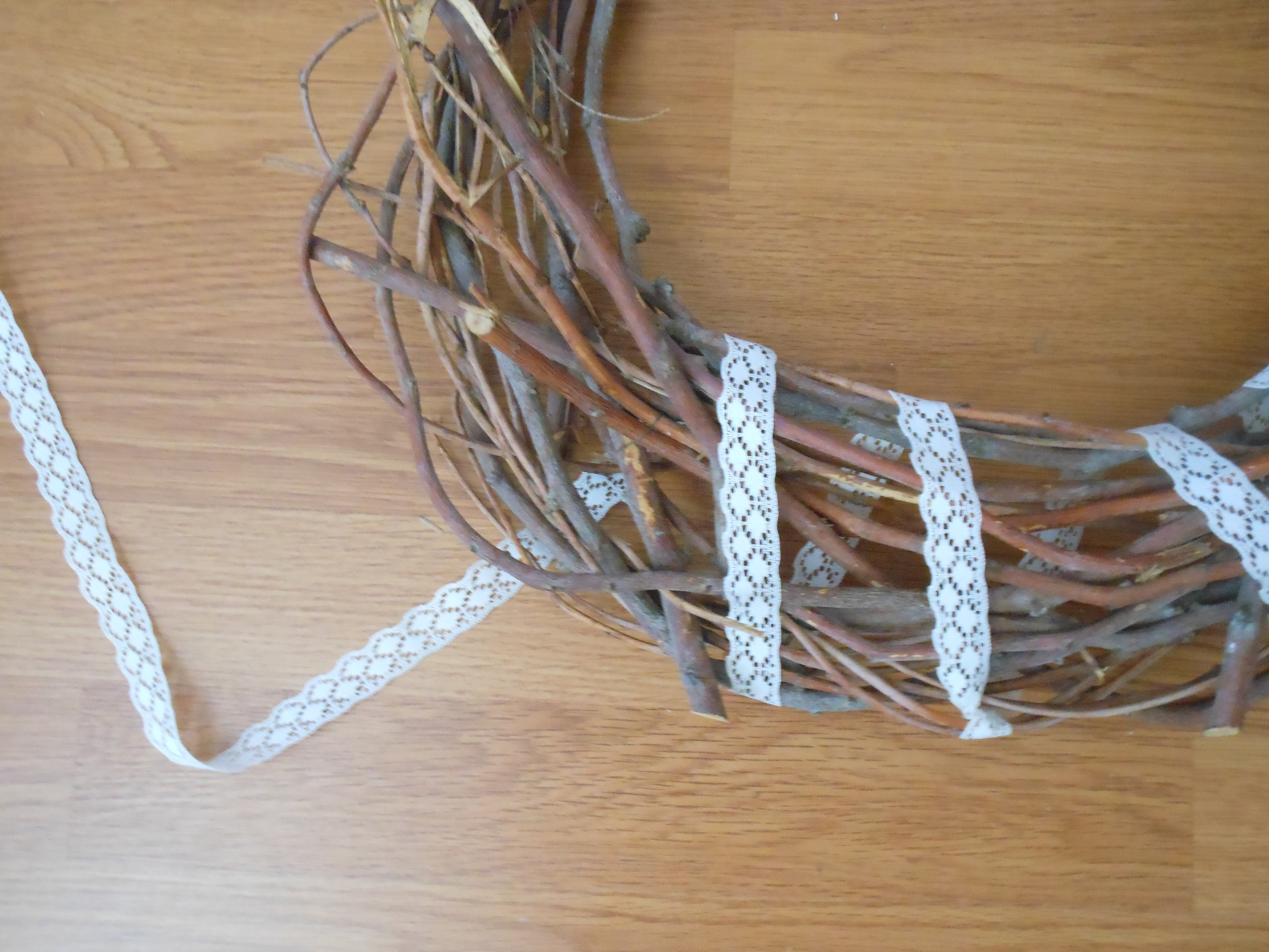 Wrap ribbon around the wreath