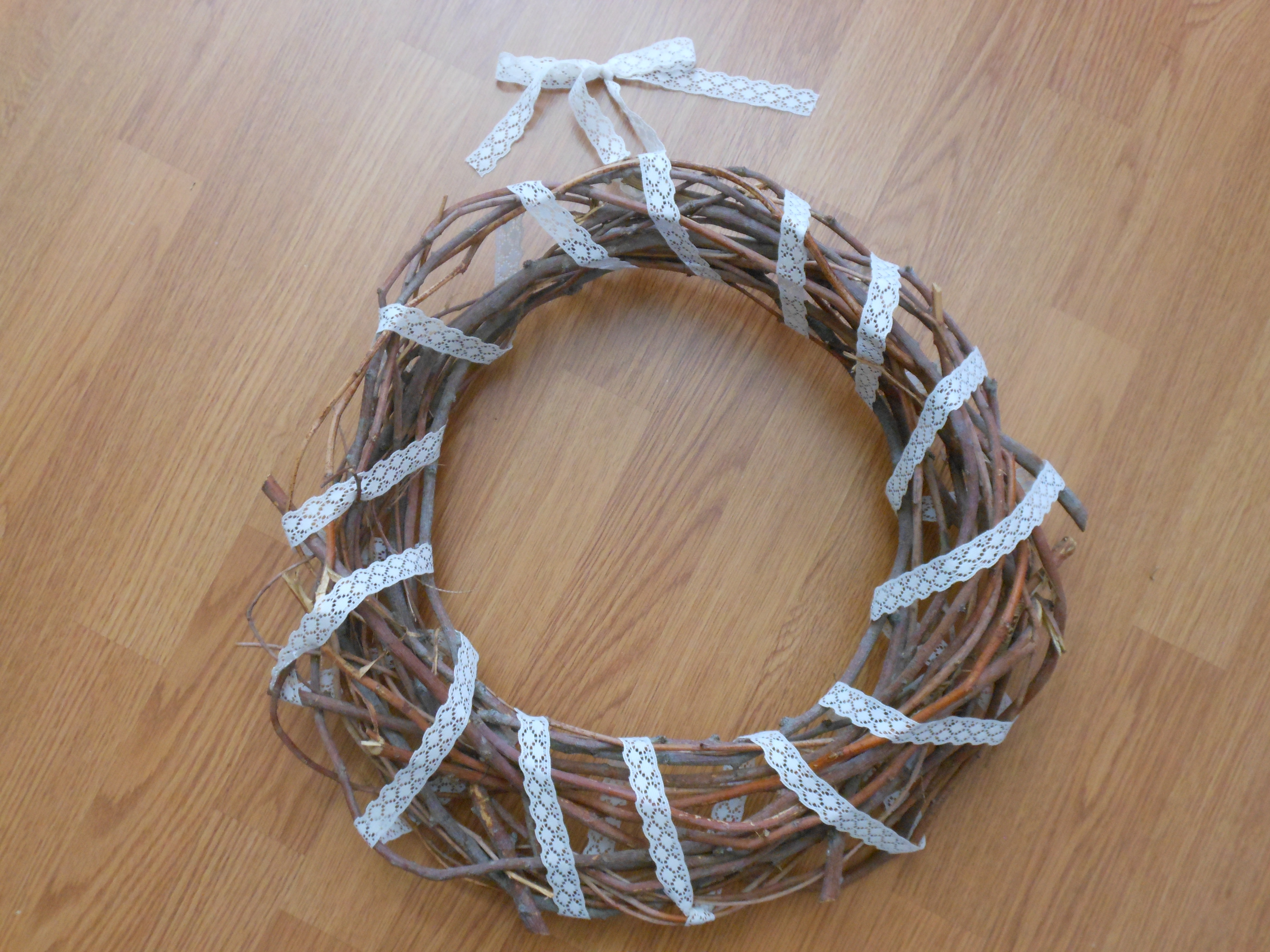 Ribbon-wrapped wreath